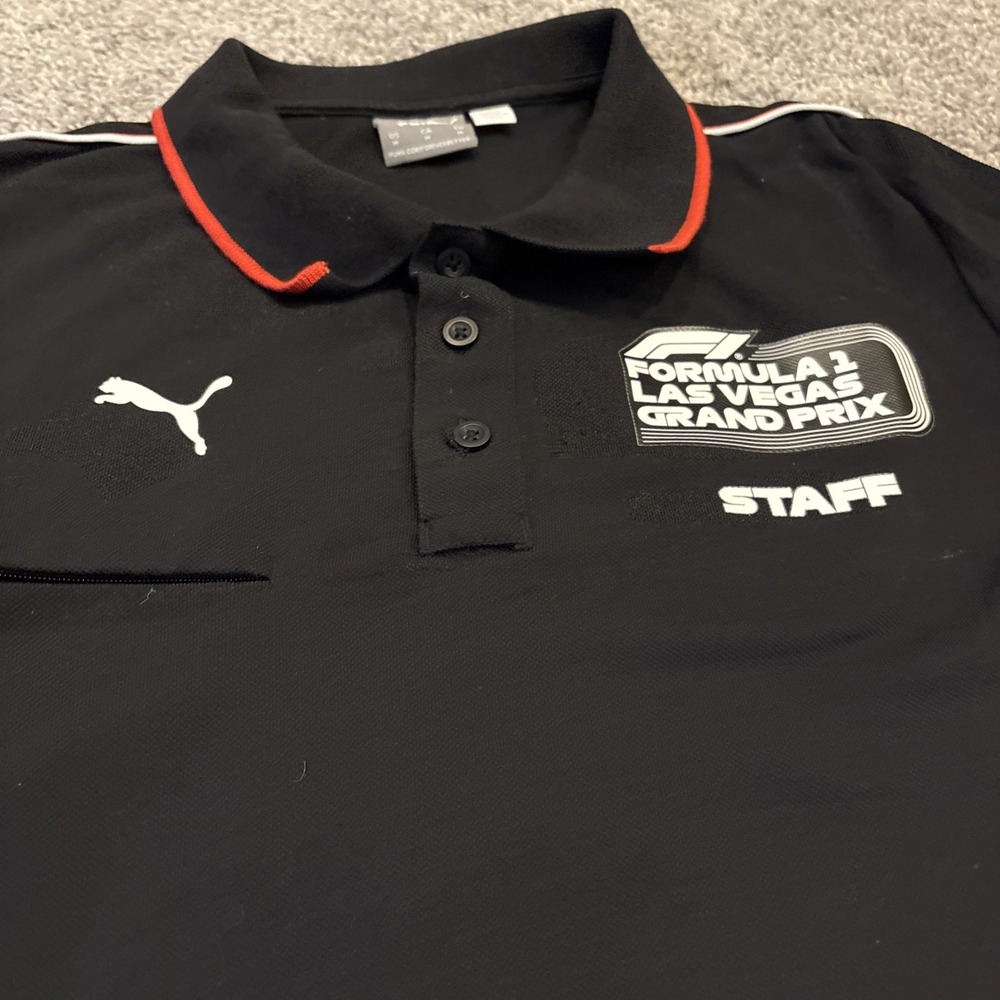 Puma F1 Formula 1 Las Vegas Grand Prix Staff Polo Shirt Mens Medium Black Red - Picture 3 of 8